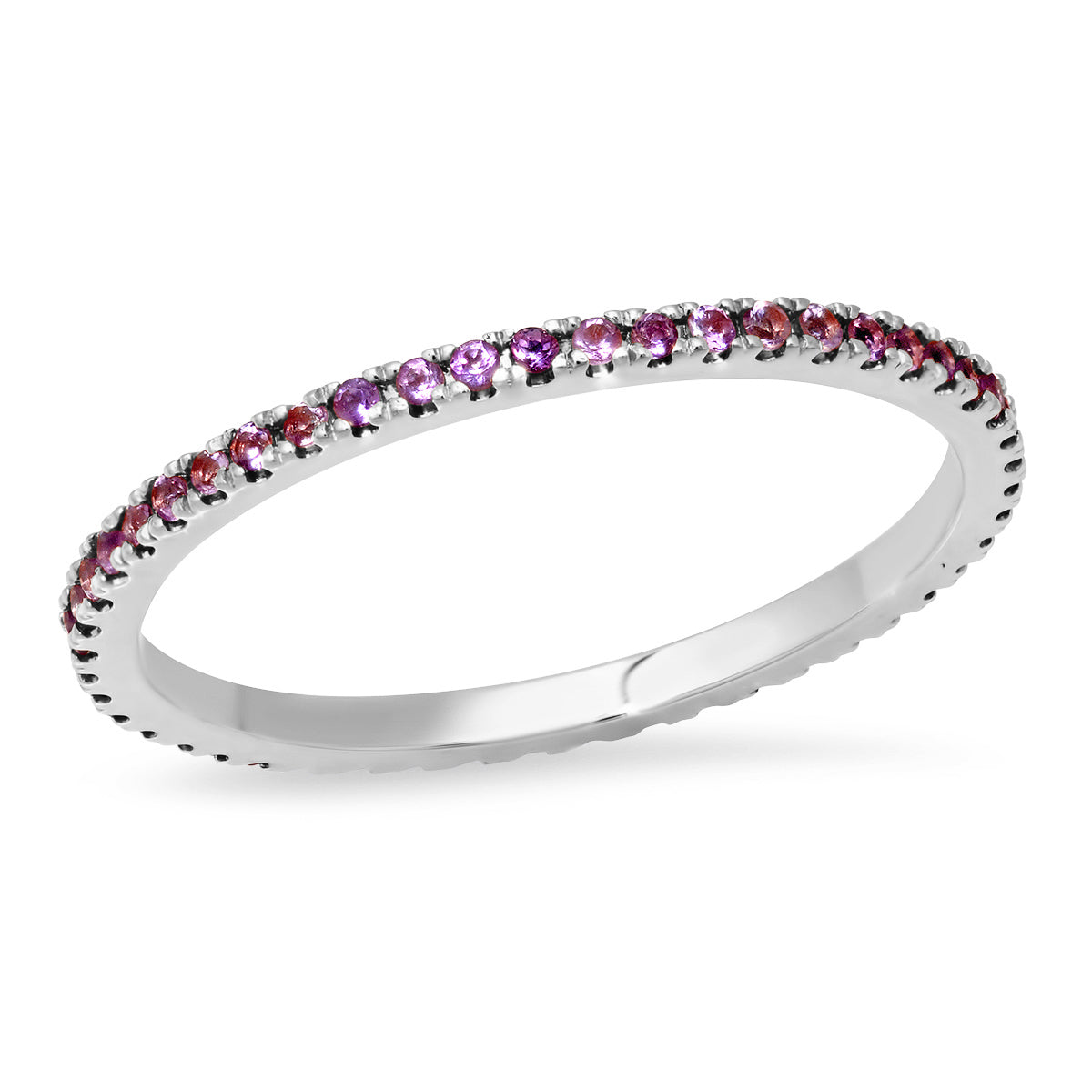 14K White Gold Amethyst Eternity Band